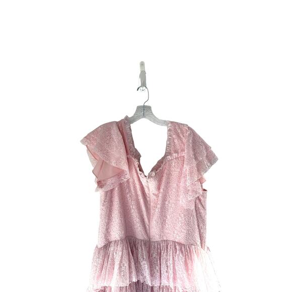 JessaKae Pink Elegant Dainty Delicate Coquette Giupure Lace Mia Midi Dress - Picture 8 of 13